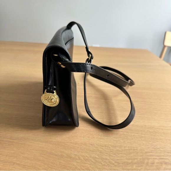 BRAHMIN Vintage Luxury Designer Leather Small Crossbody Handbag Black 9"x6"x2.5" - Picture 3 of 16